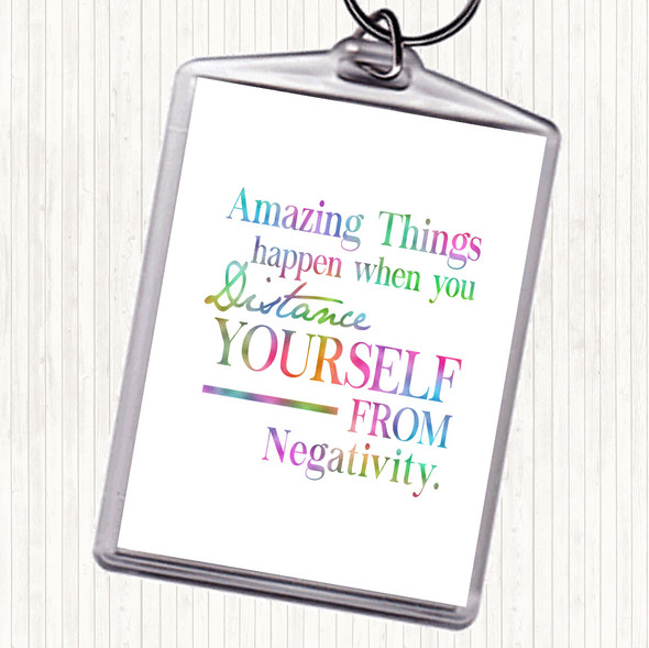 Distance Yourself From Negativity Rainbow Quote Bag Tag Keychain Keyring