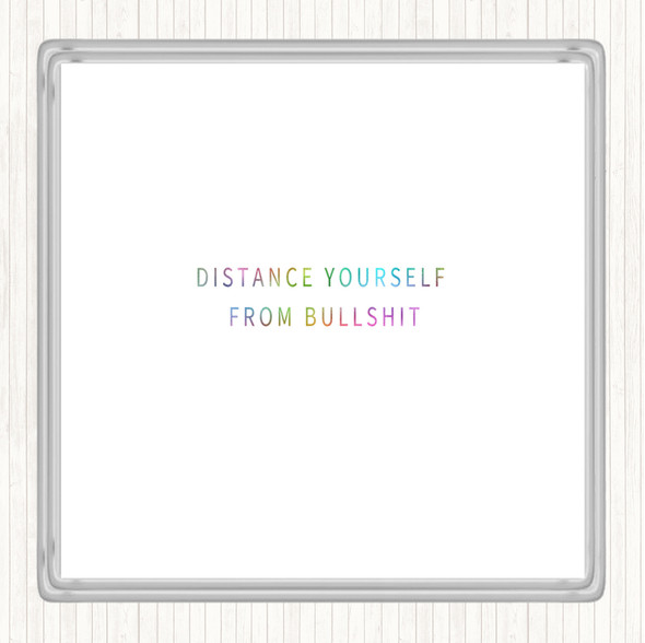 Distance Yourself Rainbow Quote Drinks Mat Coaster