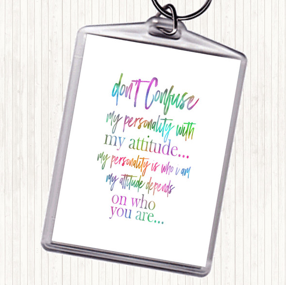 Don't Confuse Rainbow Quote Bag Tag Keychain Keyring
