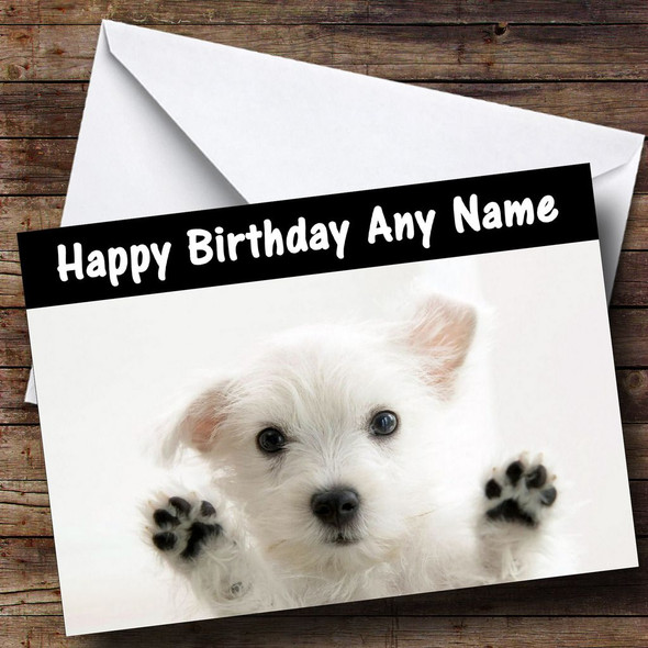 White Terrier Dog Funny Personalised Birthday Card