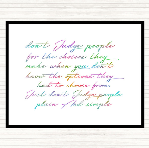Don't Judge Rainbow Quote Mouse Mat Pad