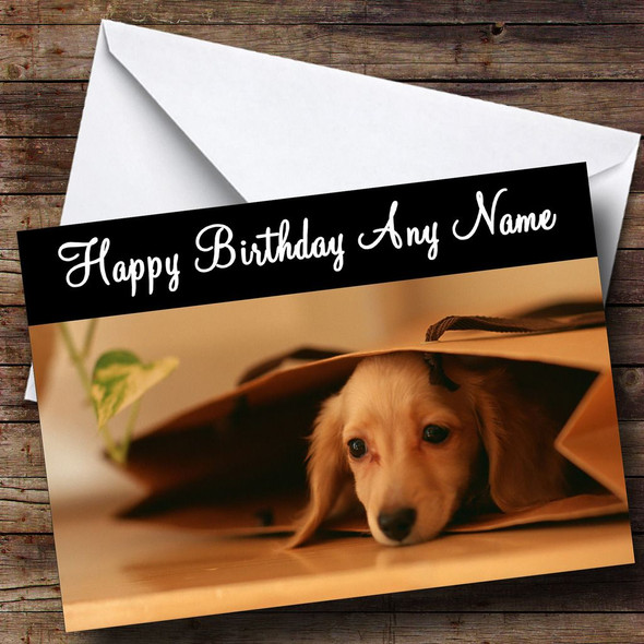 Dachshund Puppy Personalised Birthday Card