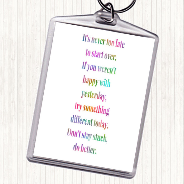 Don't Stay Stuck Do Better Rainbow Quote Bag Tag Keychain Keyring
