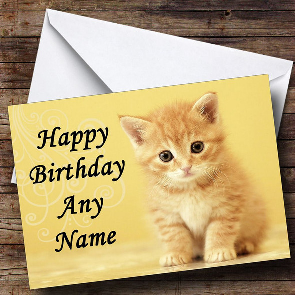 Sweet Ginger Kitten Personalised Birthday Card