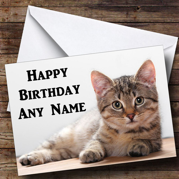 Tabby Cat Personalised Birthday Card