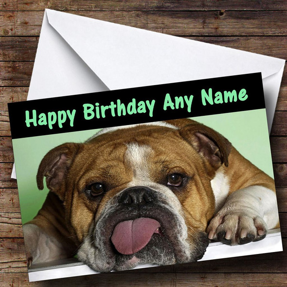 Funny Boxer Dog With Tongue Out Personalised Birthday Card