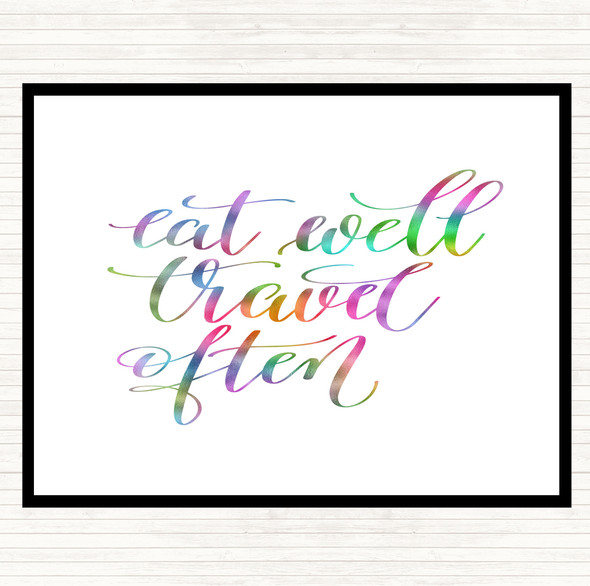 Eat Well Travel Often Swirl Rainbow Quote Dinner Table Placemat