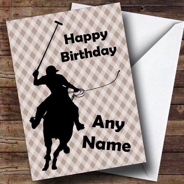 Polo Player Horse Silhouette Personalised Birthday Card