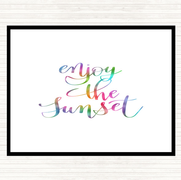 Enjoy The Sunset Rainbow Quote Dinner Table Placemat