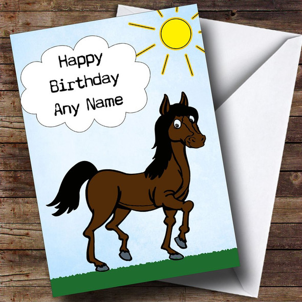 Dark Brown Bay Horse Personalised Birthday Card
