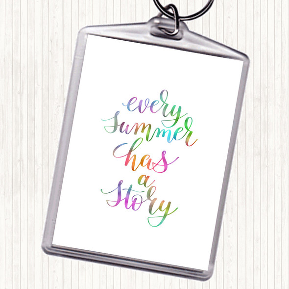 Every Summer Story Rainbow Quote Bag Tag Keychain Keyring