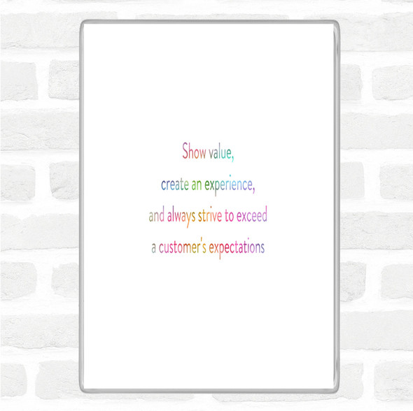 Exceed Customers Expectations Rainbow Quote Jumbo Fridge Magnet