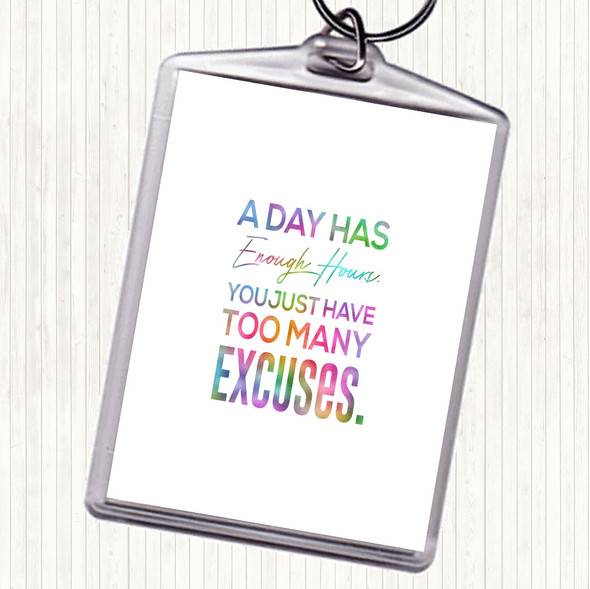 Excuses Rainbow Quote Bag Tag Keychain Keyring