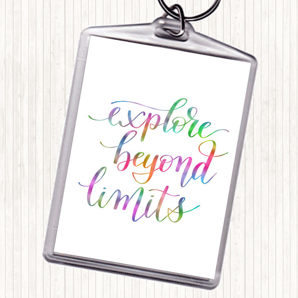 Explore Beyond Limits Rainbow Quote Bag Tag Keychain Keyring