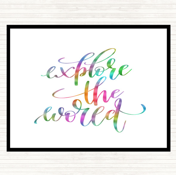 Explore The World Rainbow Quote Mouse Mat Pad