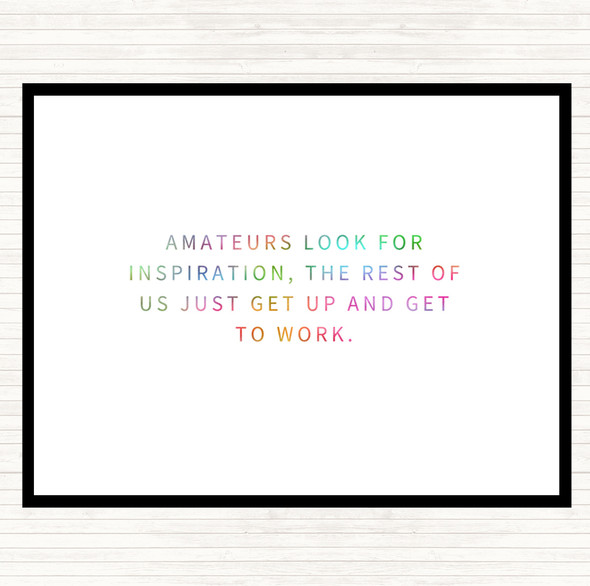 Amateurs Look For Inspiration Rainbow Quote Mouse Mat Pad