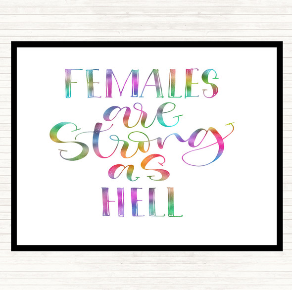 Female Strong As Hell Rainbow Quote Mouse Mat Pad