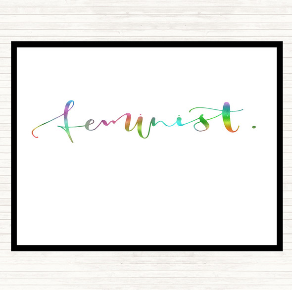 Feminist Swirly Rainbow Quote Mouse Mat Pad
