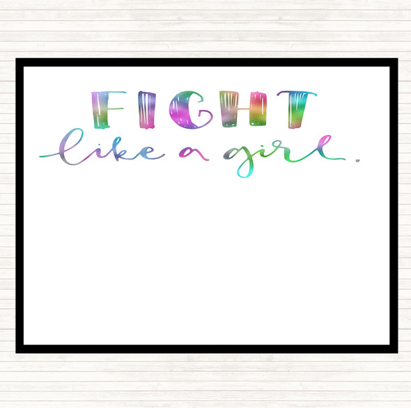Fight Like A Girl Rainbow Quote Mouse Mat Pad