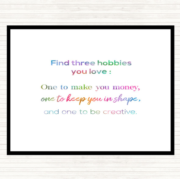 Find Three Hobbies Rainbow Quote Dinner Table Placemat