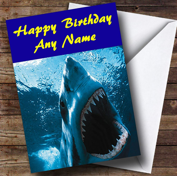 Scary Great White Shark Personalised Birthday Card