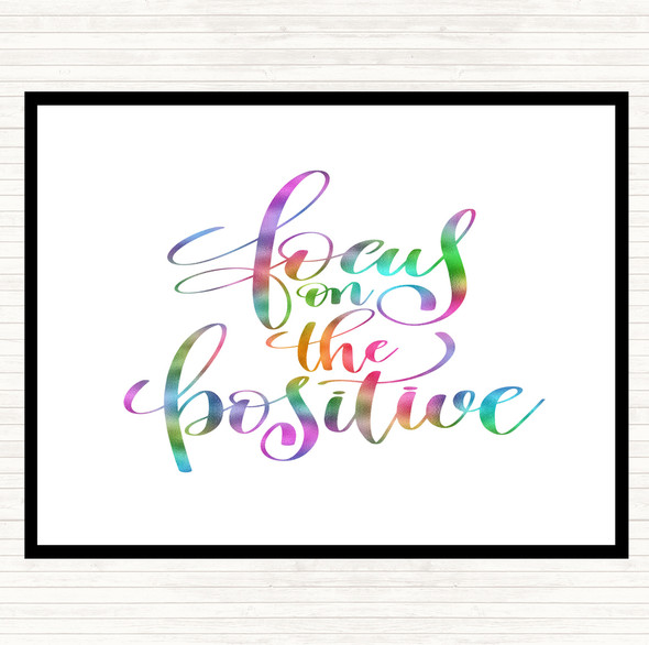 Focus On Positive Rainbow Quote Mouse Mat Pad