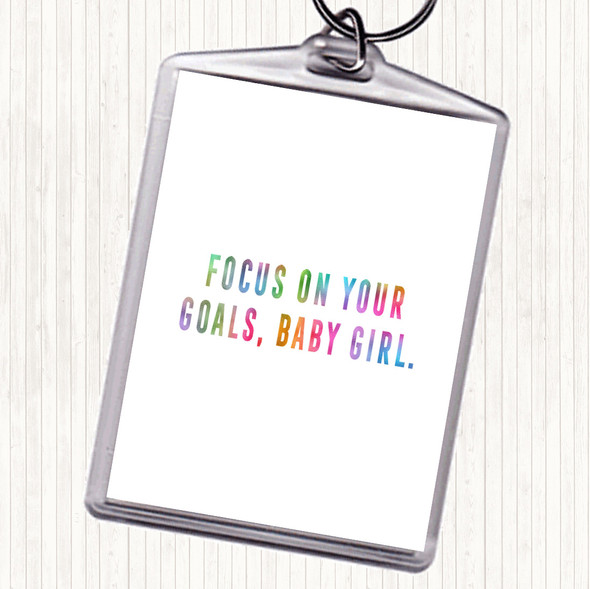 Focus On Your Goals Rainbow Quote Bag Tag Keychain Keyring