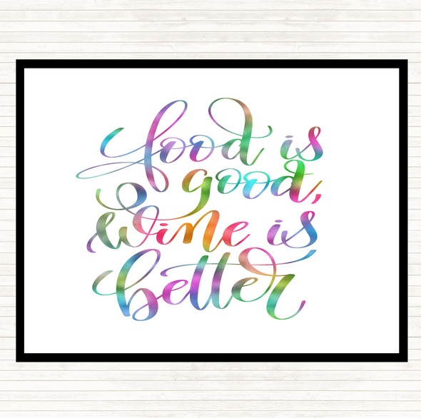 Food Good Wine Better Rainbow Quote Mouse Mat Pad