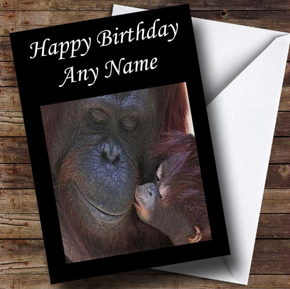 Orangutan Mum & Baby Personalised Birthday Card