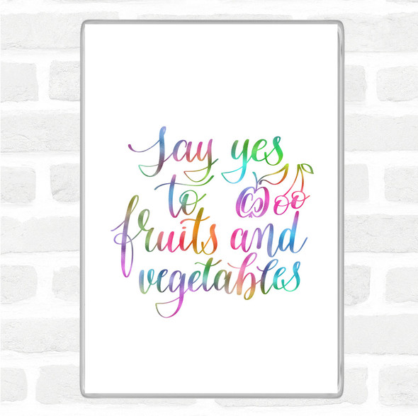 Fruits And Vegetables Rainbow Quote Jumbo Fridge Magnet