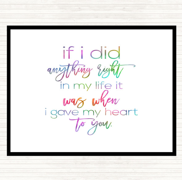 Anything Right Rainbow Quote Dinner Table Placemat