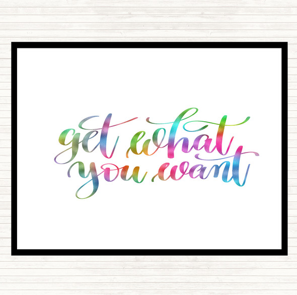 Get What You Want Rainbow Quote Mouse Mat Pad