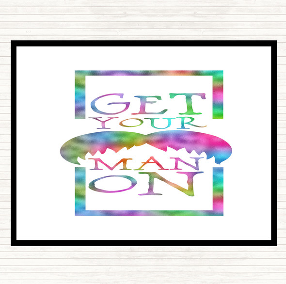 Get Your Man On Mustache Rainbow Quote Mouse Mat Pad