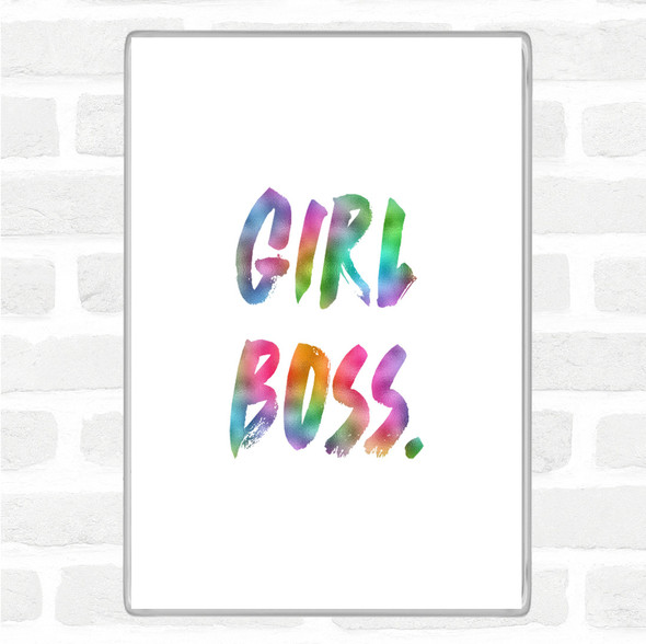 Girl Boss Bold Rainbow Quote Jumbo Fridge Magnet