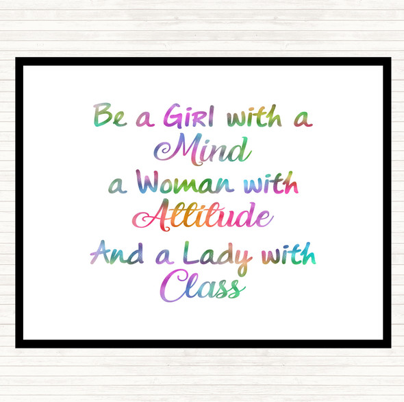 Girl With A Mind Rainbow Quote Dinner Table Placemat