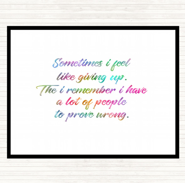 Giving Up Rainbow Quote Dinner Table Placemat