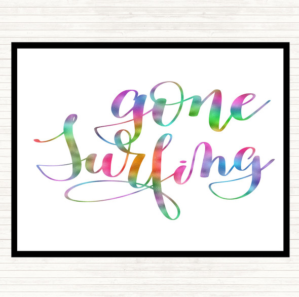Gone Surfing Rainbow Quote Mouse Mat Pad