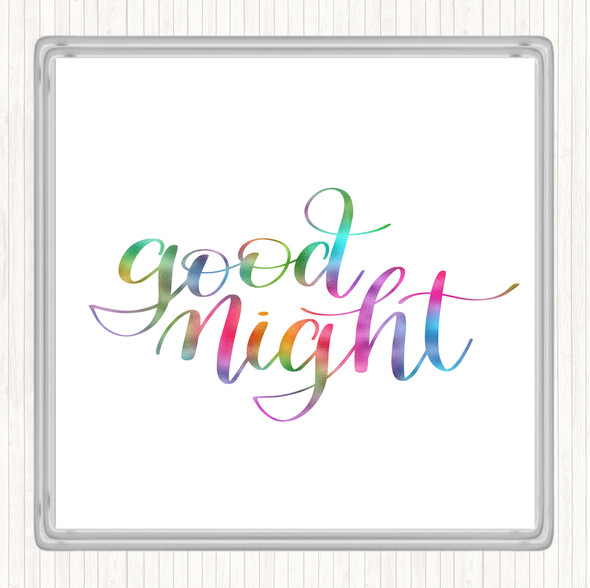 Goodnight Rainbow Quote Drinks Mat Coaster