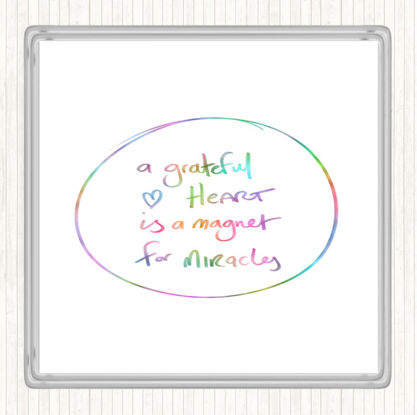 Grateful Heart Rainbow Quote Drinks Mat Coaster
