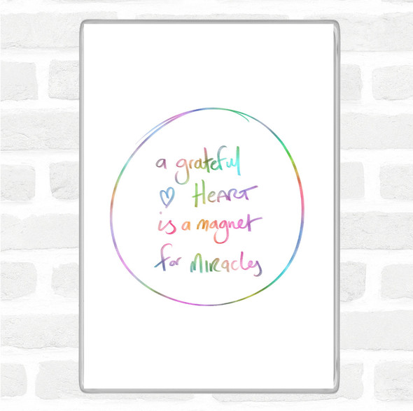 Grateful Heart Rainbow Quote Jumbo Fridge Magnet
