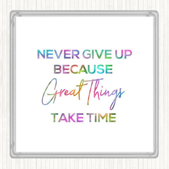 Great Things Rainbow Quote Drinks Mat Coaster
