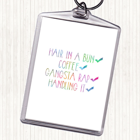 Handling It Rainbow Quote Bag Tag Keychain Keyring