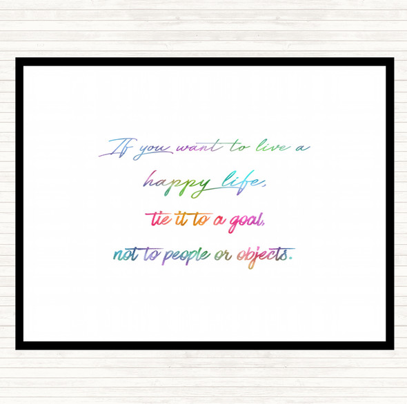 Happy Life Rainbow Quote Dinner Table Placemat