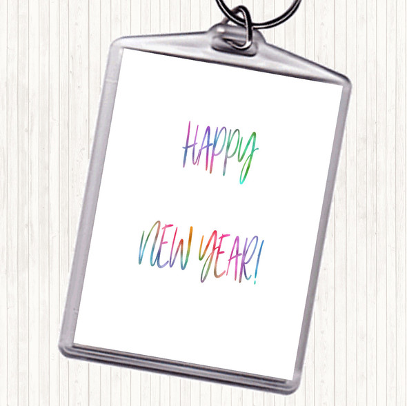 Happy New Year Rainbow Quote Bag Tag Keychain Keyring