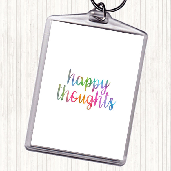 Happy Thoughts Rainbow Quote Bag Tag Keychain Keyring