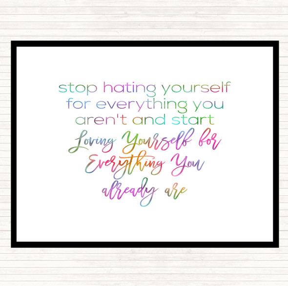 Hating Yourself Rainbow Quote Dinner Table Placemat
