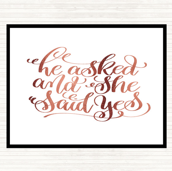 Rose Gold He Asked She Said Yes Quote Mouse Mat Pad