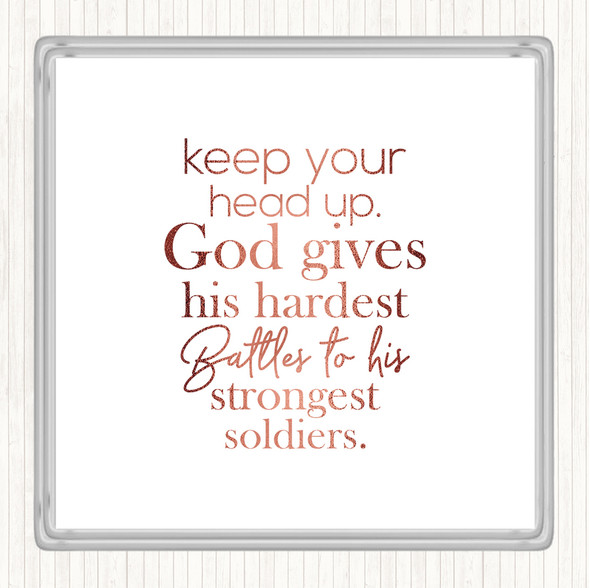 Rose Gold Head Up Quote Drinks Mat Coaster