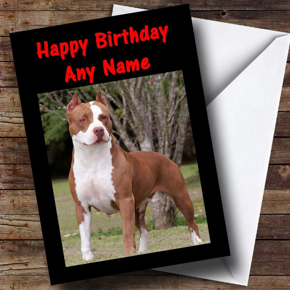American Pitbull Dog Personalised Birthday Card