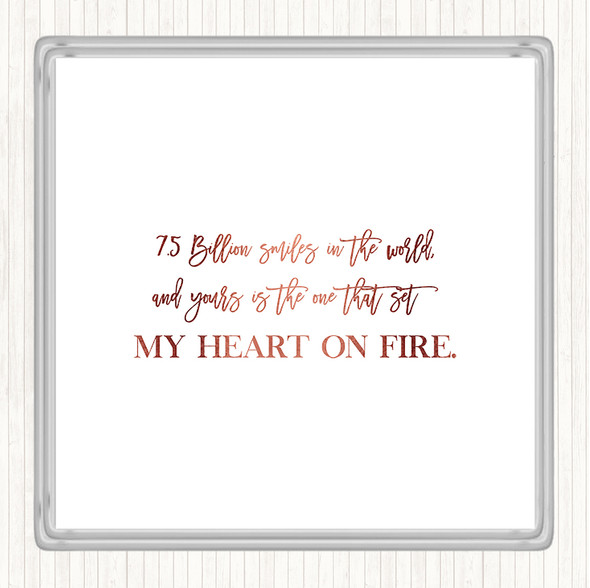 Rose Gold Heart On Fire Quote Drinks Mat Coaster